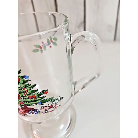 Luminarc Vintage Christmas Tree & Holly Glass Mugs Set Of 2 | Holiday Hostess - Picture 11 of 14